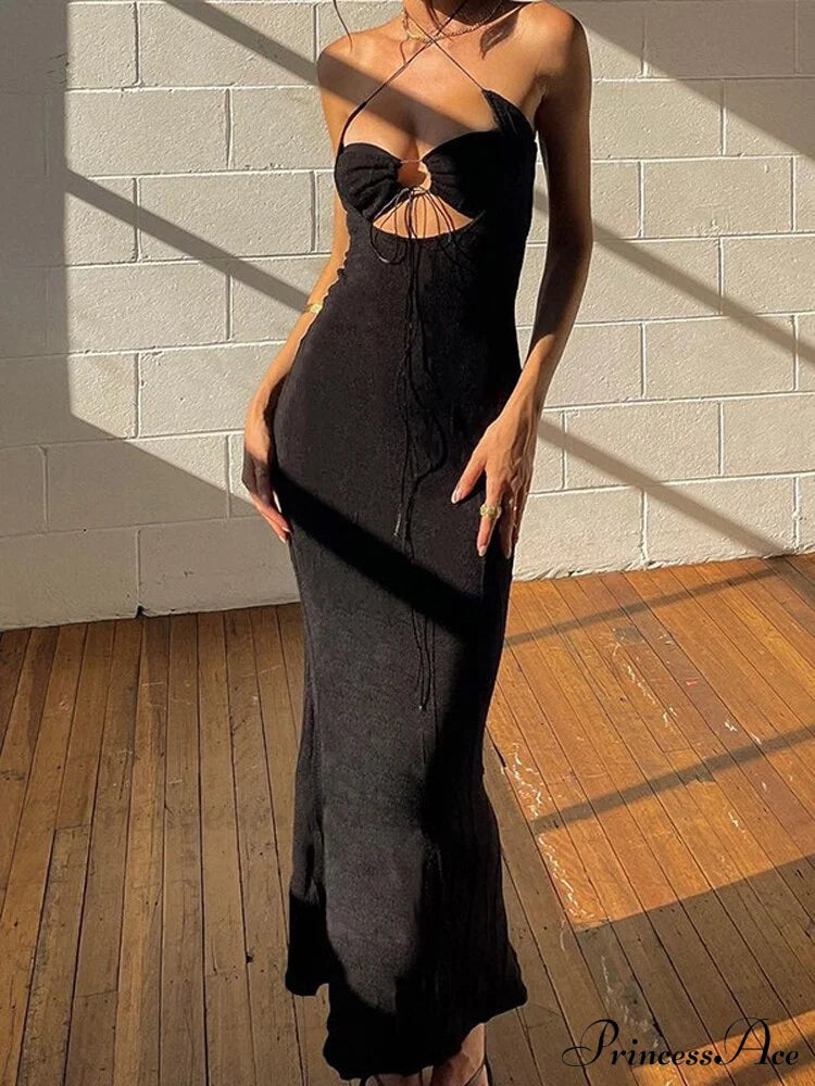 Hollow Out Strapless Backless Long Dress
