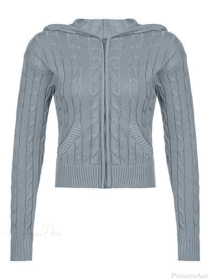 Hooded Button Graceful Front Knit Cardigan