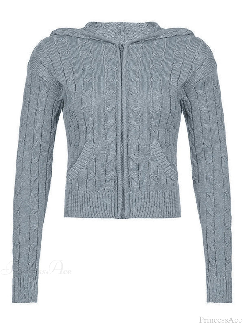 Hooded Button Graceful Front Knit Cardigan