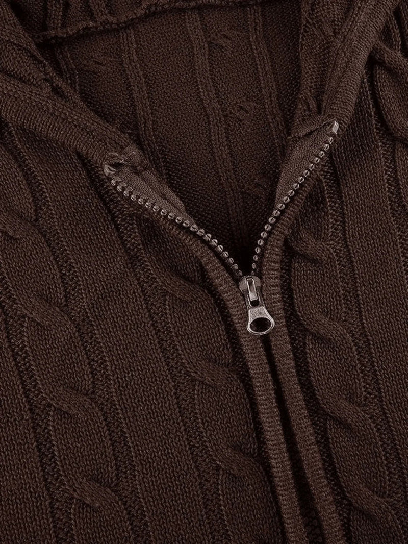 Hooded Button Graceful Front Knit Cardigan