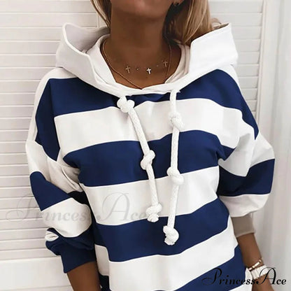 Hoodie Striped Pullover Sweatshirt