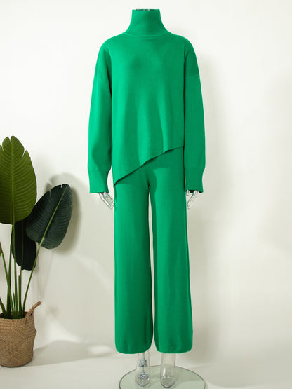 Knitted Long Sleeves Sweater and Pants Two Pieces Sets