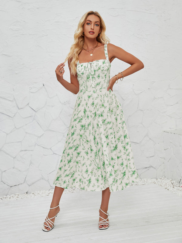 Sleeveless Summer Midi Dress With Leg Slit