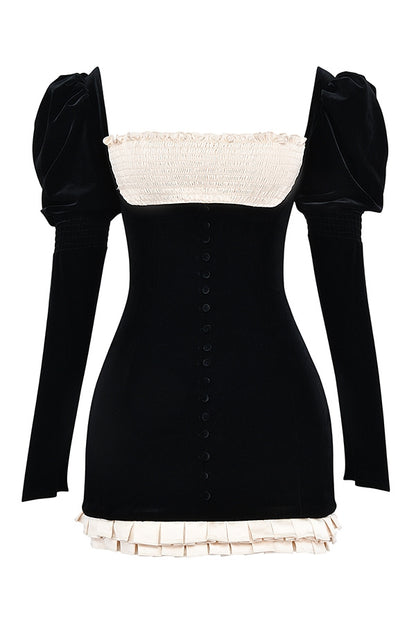 Frederica Square Neck Velvet Mini Dress