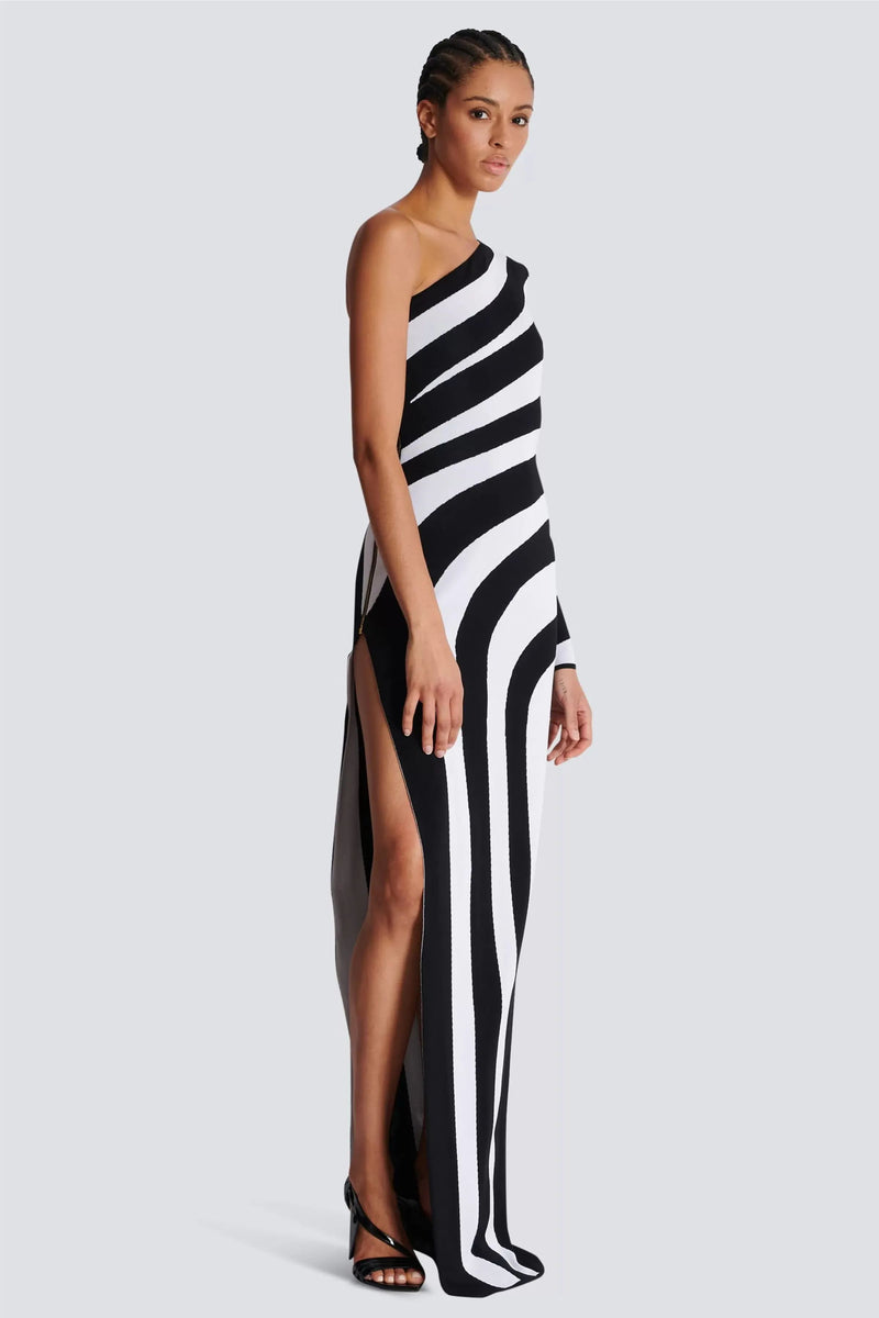 Kimberley One Shoulder Striped Knit Maxi Dress
