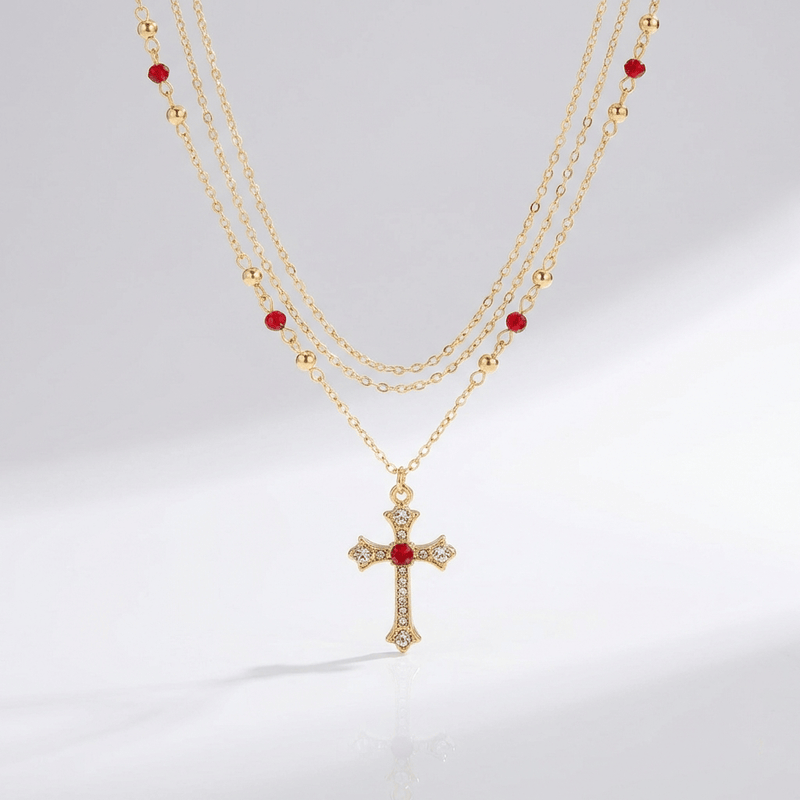 Diamond Cross & Colors Necklace