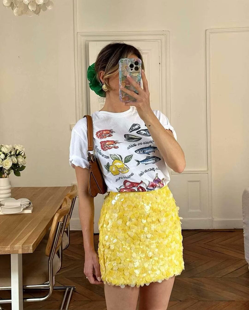 Kathia Sequin Mini Skirt