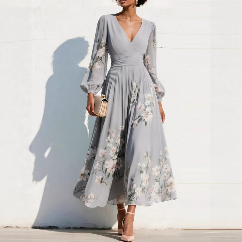 Finloe Belted Leaf Print Maxi Dress