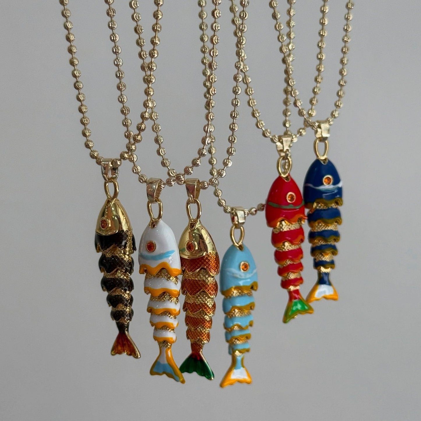 Daria Colorful Enamel Fish Pendant Necklace