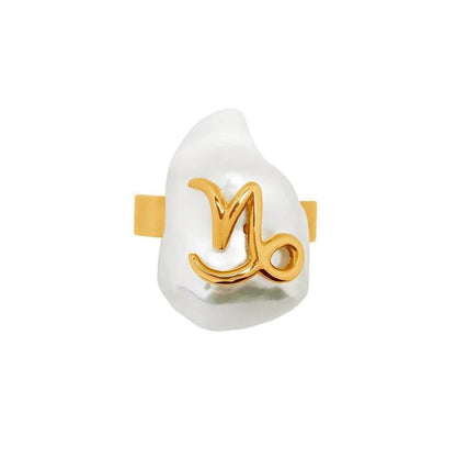 Zodiac Sign Pearl Adjustable Ring