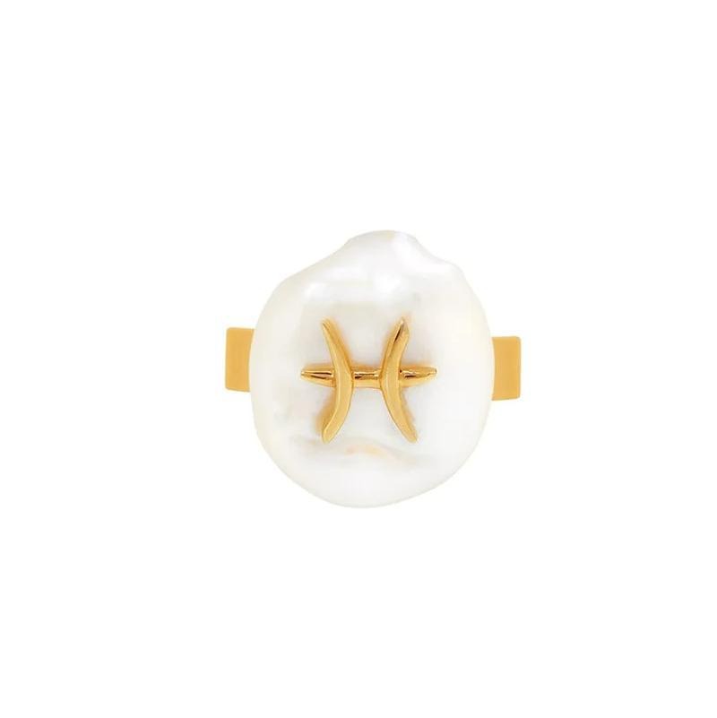 Zodiac Sign Pearl Adjustable Ring