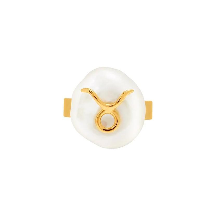 Zodiac Sign Pearl Adjustable Ring