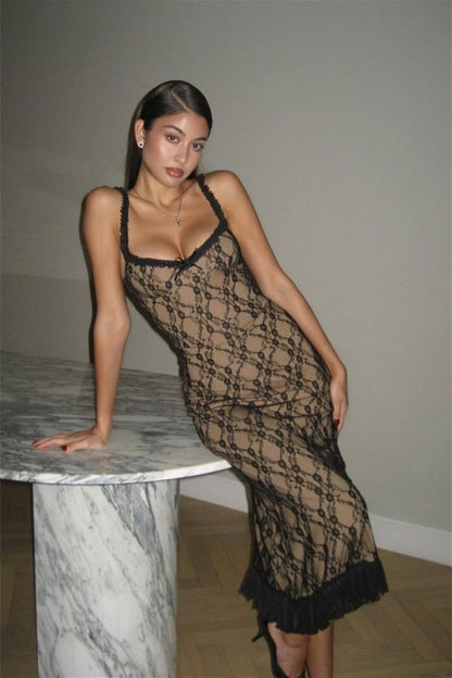Ina Lace Ruffle Maxi Dress