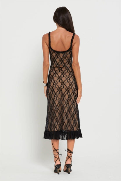 Ina Lace Ruffle Maxi Dress