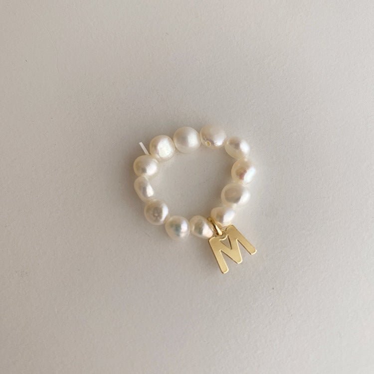 [] Pearl Initial Ring