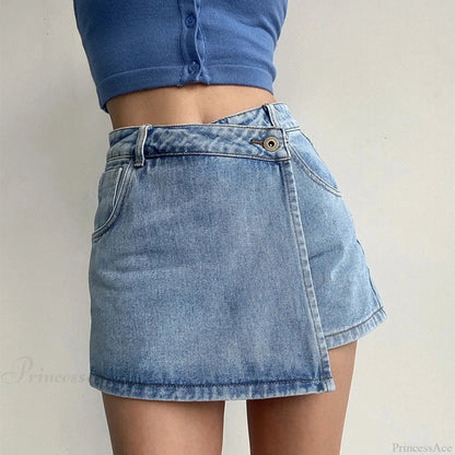 Irregular High Waist Denim Skirt