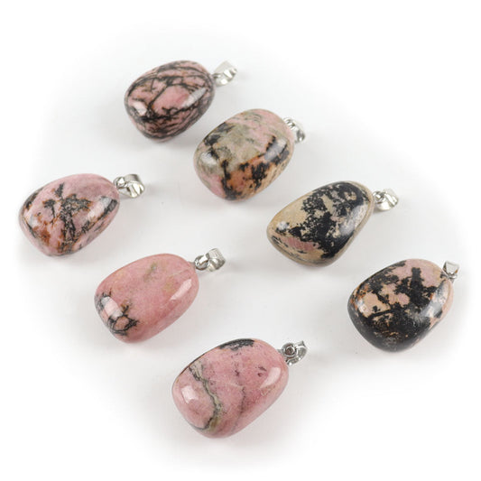 Irregular Rhodonite Healing Stone Pendant 0.80-1.10 Inch