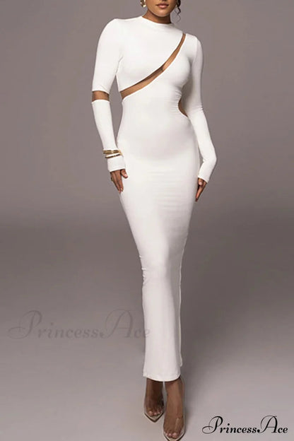 Irregular Slit Long Sleeve Dress