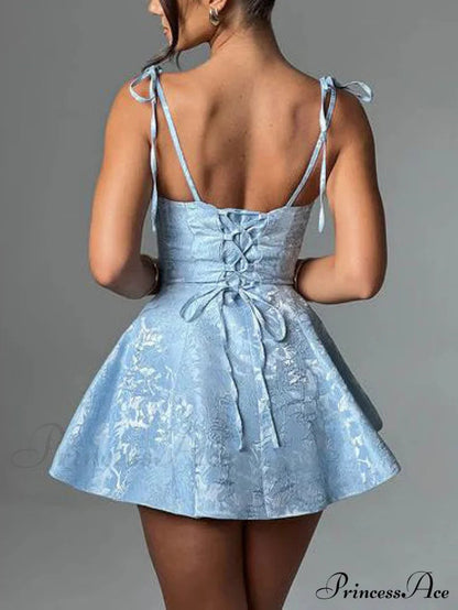 Jacquard Texture Suspender Charming Slimming A-hem Mini Dress