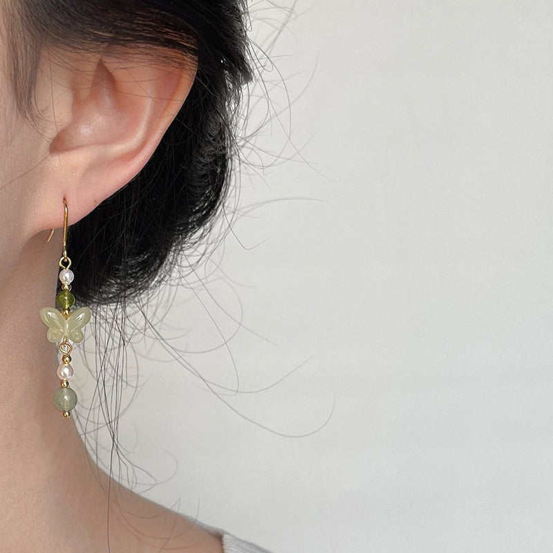 Jade Butterfly Drop Earrings