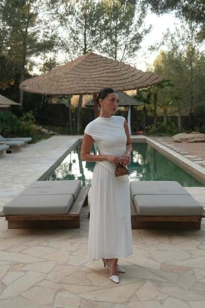 Janet Sleeveless Pleated Maxi Dress