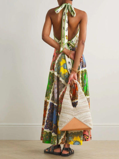 Paisley Satin Midi Dress