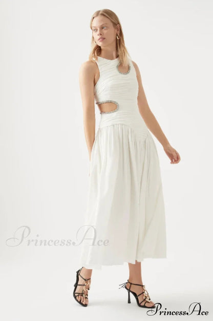 Jolie Abstract Stylish Cut-out Midi Dress