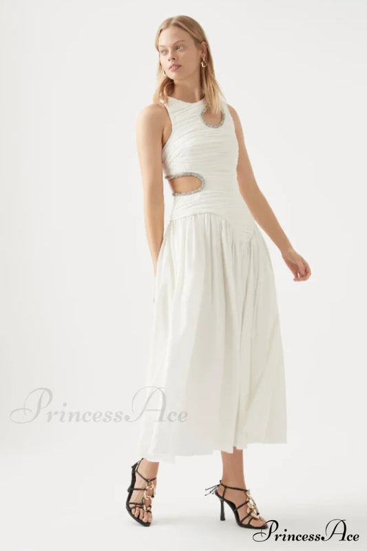 Jolie Abstract Stylish Cut-out Midi Dress