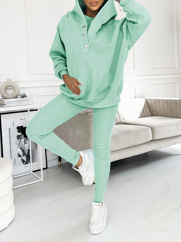 (s-5xl) Hooded and Comfortable Sweatshirt Three-piece Suit