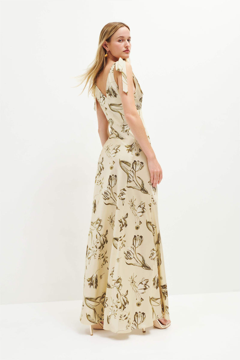 V-neck Wrapover Belted Tapered Waist Midi Dress