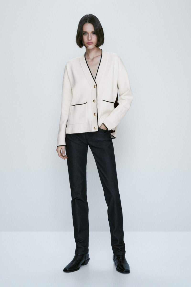Knit Buttoned Cardigan White
