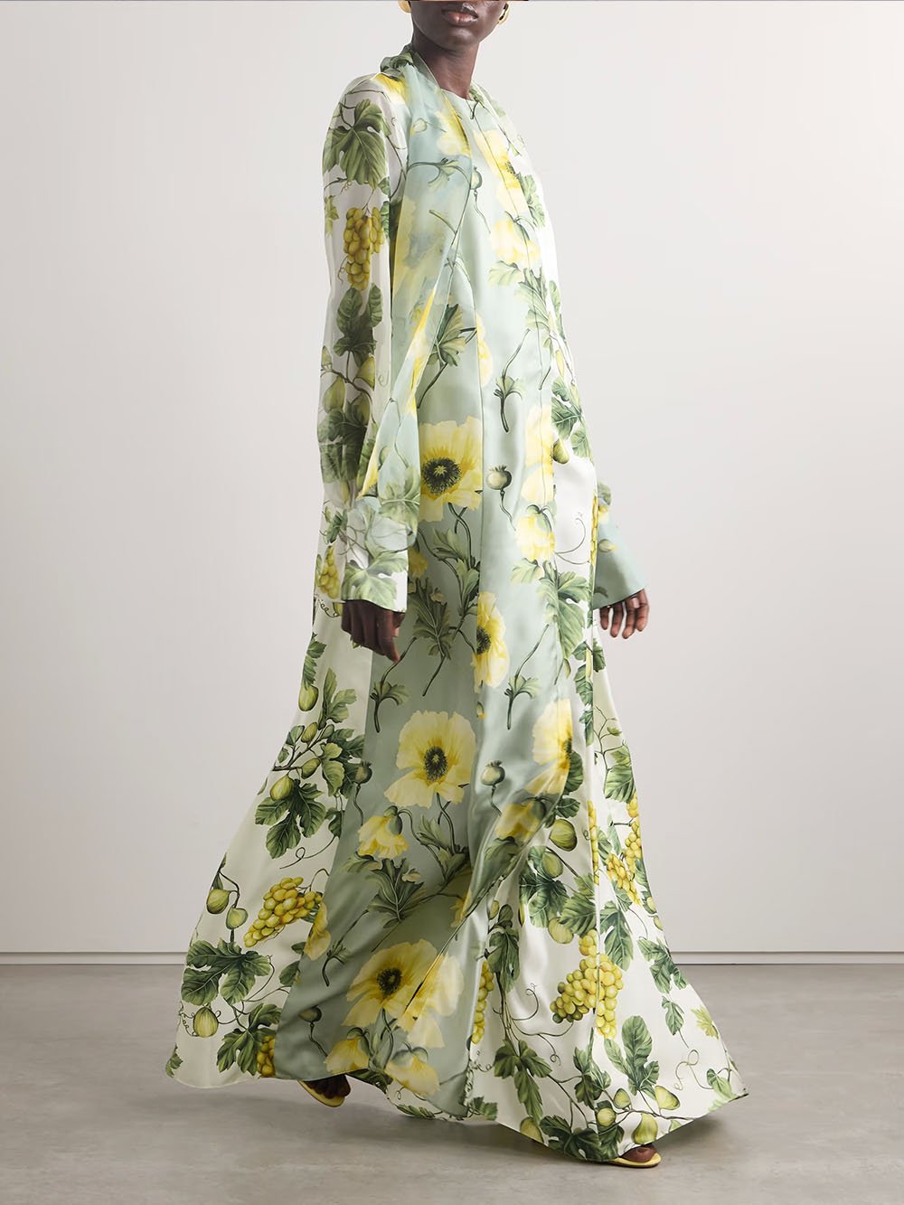 Delicate and Fruit Print Maxi Dress