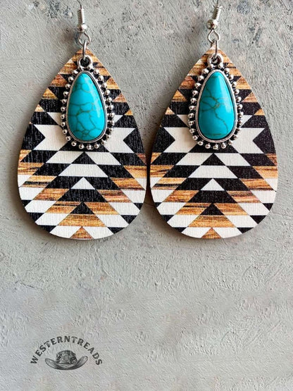 Western Earrings Turquoise Pendant
