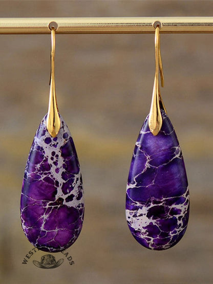 Natural Teardrop Shape Emperor Stone Earrings