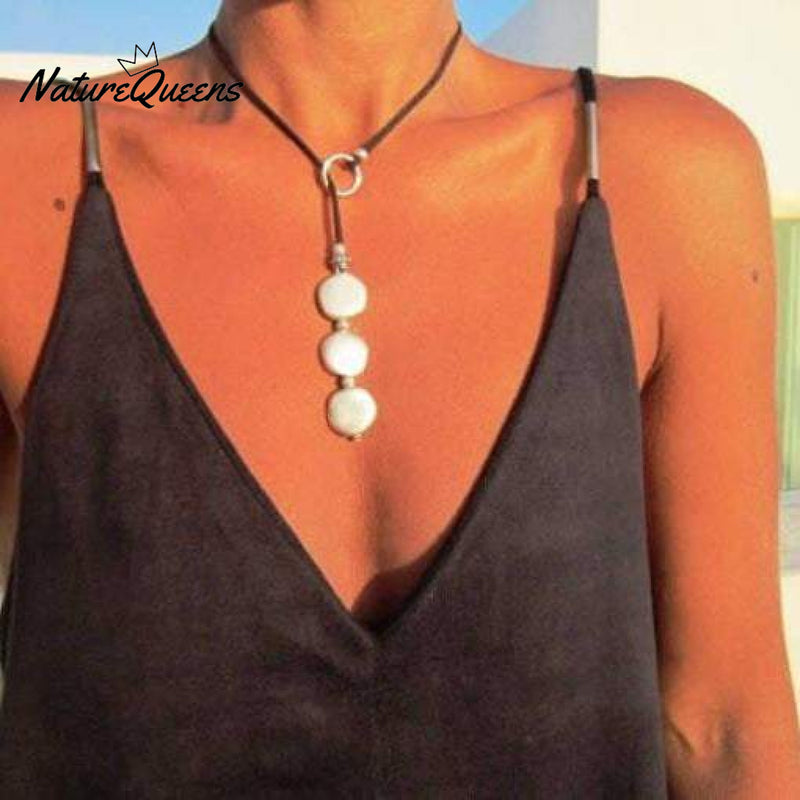 Multi-round Alloy Cowhide Rope Necklace