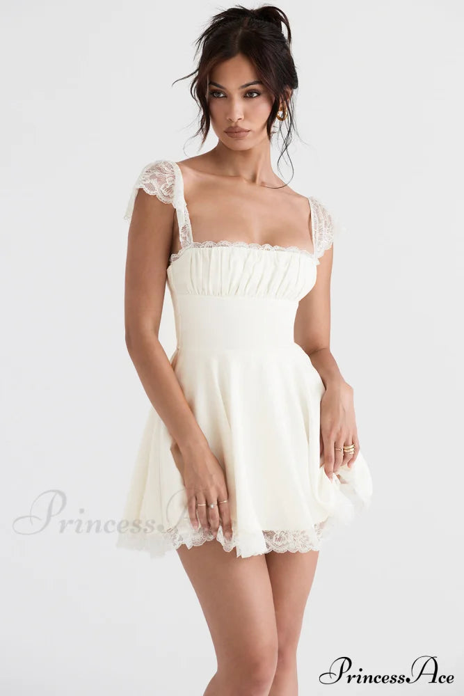 Kaia Ivory Stylish A-line Mini Dress