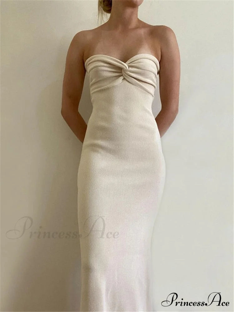 Knit Twisted Stylish Tube Midi Dress