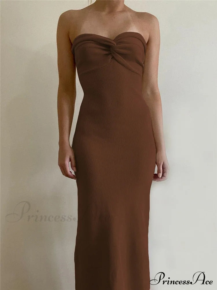 Knit Twisted Stylish Tube Midi Dress
