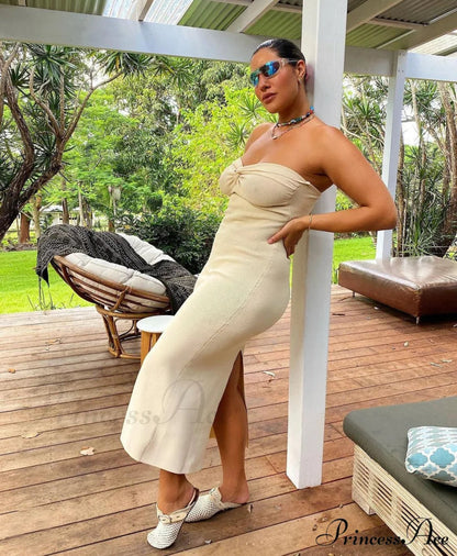 Knit Twisted Stylish Tube Midi Dress
