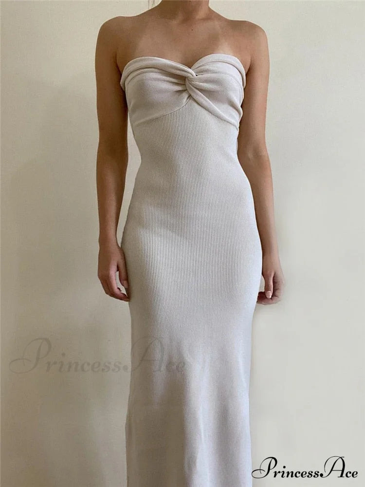 Knit Twisted Stylish Tube Midi Dress