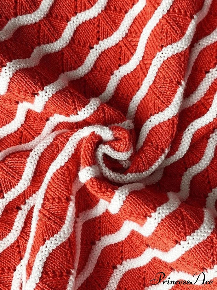 Knitted Stripe Long Sleeve Maxi Dress