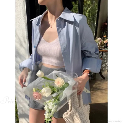 Korean Hip Hop Blue Blouse Blouse