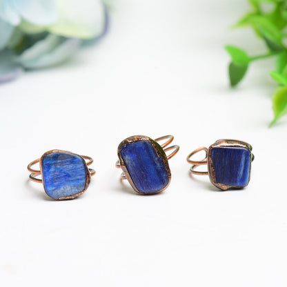Kyanite Crystal Spiritual Ring With Polished Copper Band