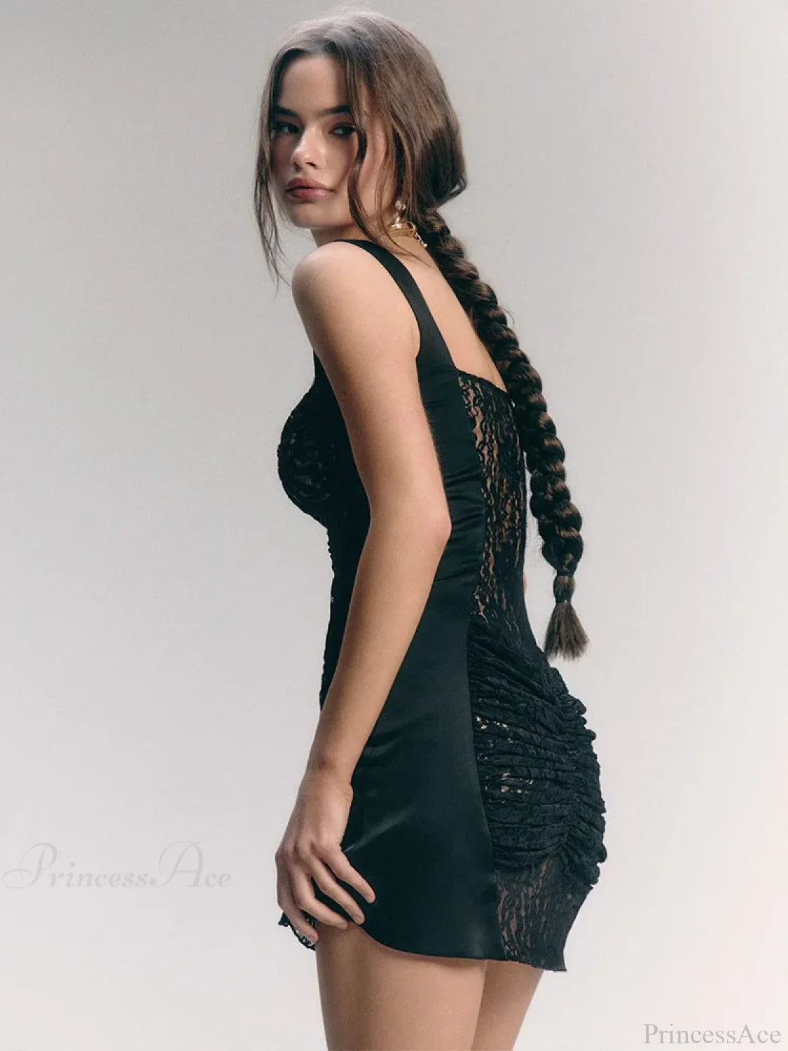Lace Camisole Double-layer Mini Dress