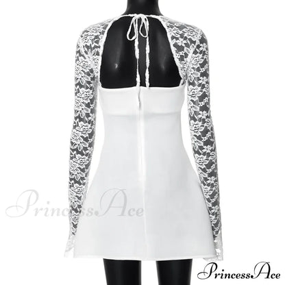 Lace Long Stylish Sleeve Mini Dress