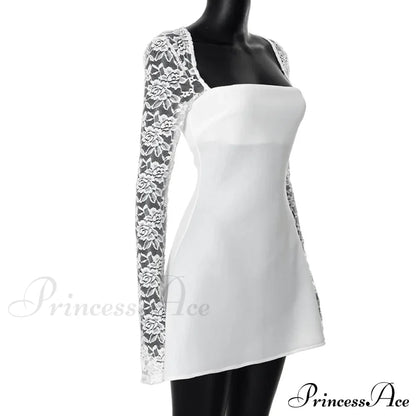 Lace Long Stylish Sleeve Mini Dress