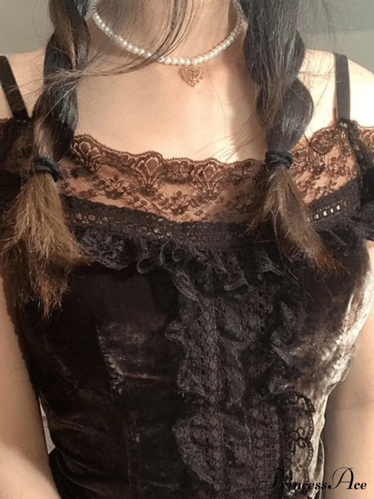 Lace O Neck Irregular Maxi Dress