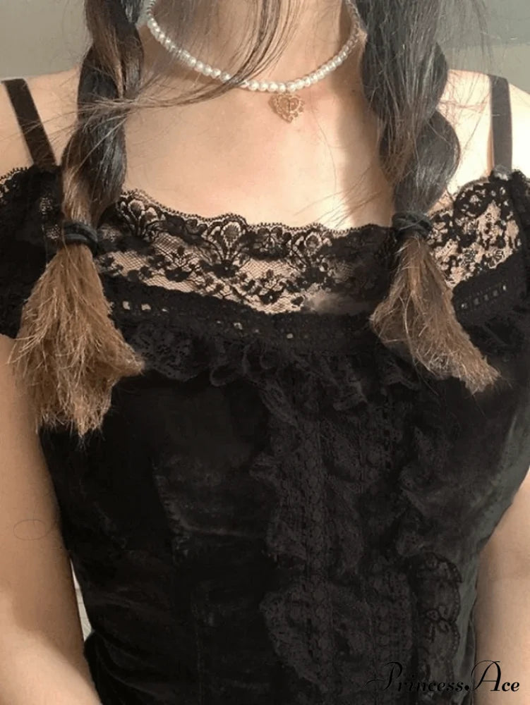 Lace O Neck Irregular Maxi Dress