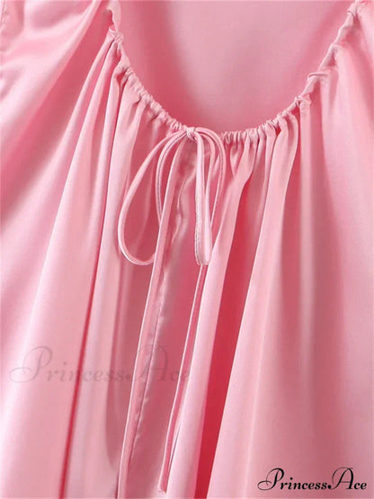 Lace Patchwork Ruched Sleeveless Strap Backless Mini Dress