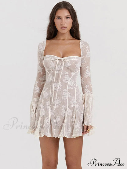 Lace Serenade Flare Charming Sleeve Mini Dress